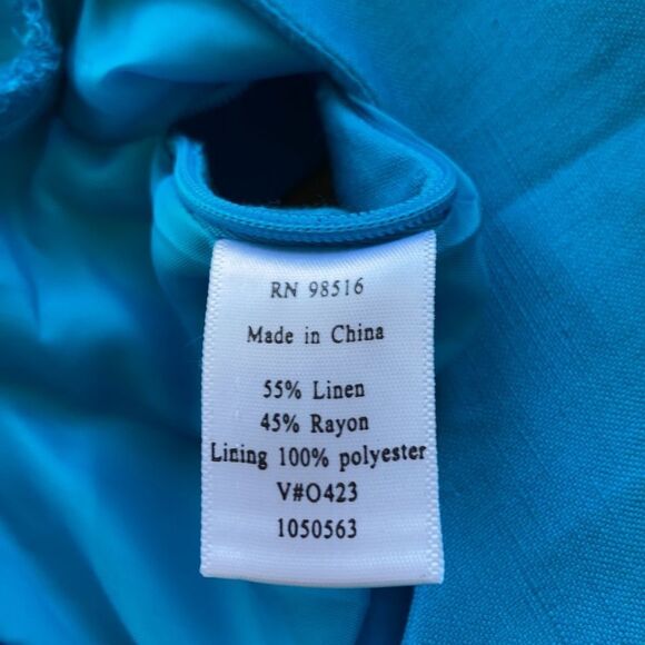 NWT Coldwater Creek Blue Linen Blend Pleated Short Sleeve Midi Dress Size 8 - Picture 10 of 10